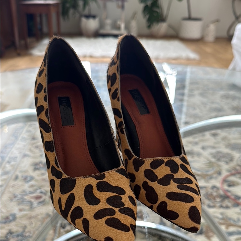 Topshop Leopard Print Brown and Black Heels